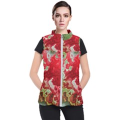 Abstract Stain Red Seamless Women s Puffer Vest