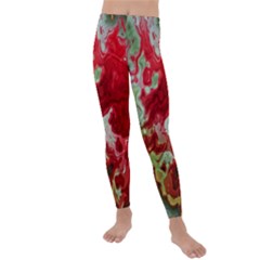 Abstract Stain Red Seamless Kids  Lightweight Velour Leggings
