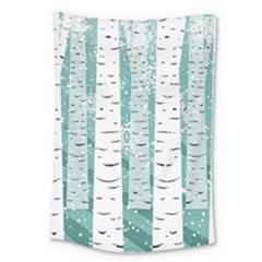 Birch Tree Background Snow Large Tapestry