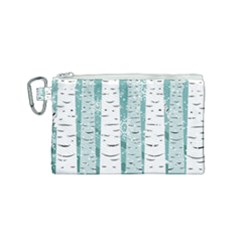 Birch Tree Background Snow Canvas Cosmetic Bag (small)