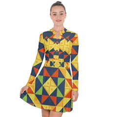 Background Geometric Color Plaid Long Sleeve Panel Dress