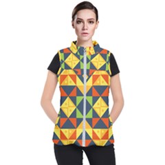 Background Geometric Color Plaid Women s Puffer Vest