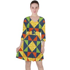 Background Geometric Color Plaid Ruffle Dress