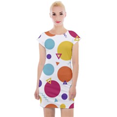 Background Polka Dot Cap Sleeve Bodycon Dress by HermanTelo