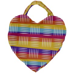 Background Line Rainbow Giant Heart Shaped Tote