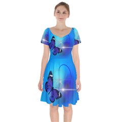 Butterfly Animal Insect Short Sleeve Bardot Dress by HermanTelo