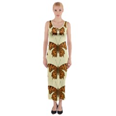 Butterflies Insects Pattern Fitted Maxi Dress
