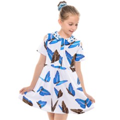 Butterfly Unique Background Kids  Short Sleeve Shirt Dress
