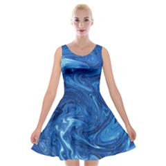 Blue Pattern Texture Art Velvet Skater Dress by HermanTelo
