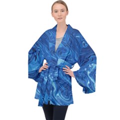 Blue Pattern Texture Art Velvet Kimono Robe
