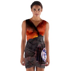 Earth Day Wrap Front Bodycon Dress