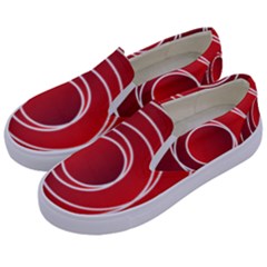 Circles Red Kids  Canvas Slip Ons by HermanTelo
