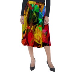 Color Abstract Polygon Classic Velour Midi Skirt 
