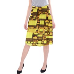 Cubes Grid Geometric 3d Square Midi Beach Skirt