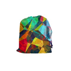 Color Abstract Polygon Background Drawstring Pouch (medium)
