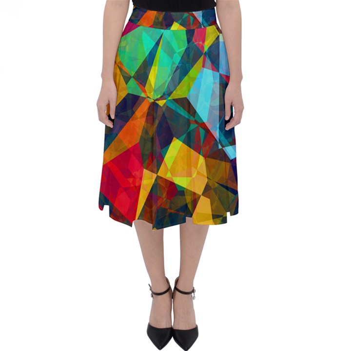 Color Abstract Polygon Background Classic Midi Skirt