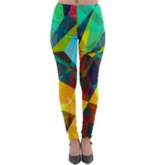 Color Abstract Polygon Background Lightweight Velour Leggings