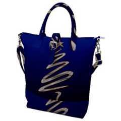 Christmas Tree Grey Blue Buckle Top Tote Bag