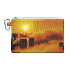 City Sun Clouds Smog Sky Yellow Canvas Cosmetic Bag (large)