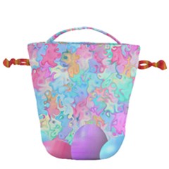 Eggs Happy Easter Rainbow Drawstring Bucket Bag by HermanTelo