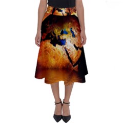 Earth Globe Water Fire Flame Perfect Length Midi Skirt by HermanTelo