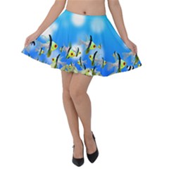Fish Underwater Sea World Velvet Skater Skirt