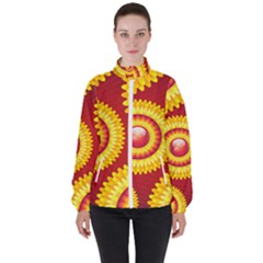 Floral Abstract Background Texture Women s High Neck Windbreaker