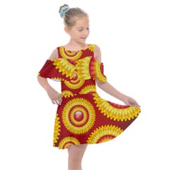 Floral Abstract Background Texture Kids  Shoulder Cutout Chiffon Dress