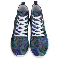 Fractal Abstract Line Wave Men s Lightweight High Top Sneakers by HermanTelo