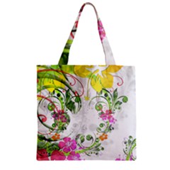Flowers Floral Zipper Grocery Tote Bag