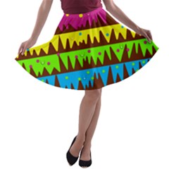 Illustration Abstract Graphic Rainbow A-line Skater Skirt