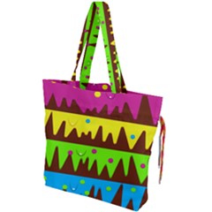 Illustration Abstract Graphic Rainbow Drawstring Tote Bag by HermanTelo