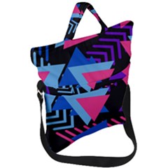 Memphis Pattern Geometric Abstract Fold Over Handle Tote Bag