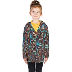 Mosaic Abstract Kids  Double Breasted Button Coat