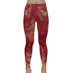 Marble Red Yellow Background Classic Yoga Leggings