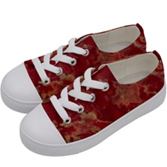 Marble Red Yellow Background Kids  Low Top Canvas Sneakers