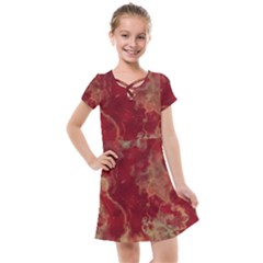 Marble Red Yellow Background Kids  Cross Web Dress