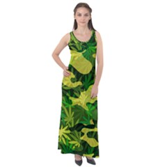 Marijuana Camouflage Cannabis Drug Sleeveless Velour Maxi Dress