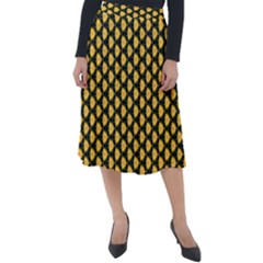 Pattern Halloween Pumpkin Color Yellow Classic Velour Midi Skirt  by HermanTelo