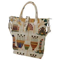 Egyptian Paper Papyrus Hieroglyphs Buckle Top Tote Bag