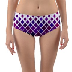 Pattern Square Purple Horizontal Reversible Mid-waist Bikini Bottoms