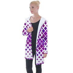 Pattern Square Purple Horizontal Longline Hooded Cardigan by HermanTelo