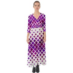 Pattern Square Purple Horizontal Button Up Boho Maxi Dress