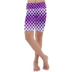 Pattern Square Purple Horizontal Kids  Lightweight Velour Cropped Yoga Leggings
