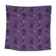 Gothic Girl Rose Purple Pattern Square Tapestry (large)