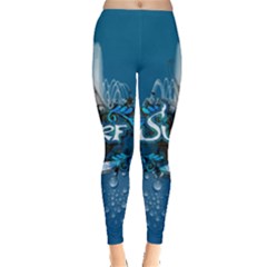 Sport, Surfboard With Water Drops Leggings  by FantasyWorld7