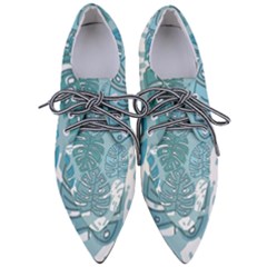 Pattern Leaves Banana Pointed Oxford Shoes