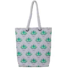 Plant Pattern Green Leaf Flora Full Print Rope Handle Tote (small)