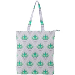 Plant Pattern Green Leaf Flora Double Zip Up Tote Bag by HermanTelo