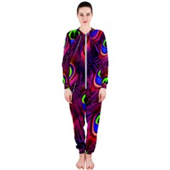 Peacock Feathers Color Plumage Onepiece Jumpsuit (ladies) 